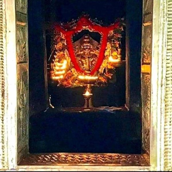 This is a rare view of Sūrya Bhagavān, the main deity in the Ādityapuram Kşētram in Kottayam, Kerala.